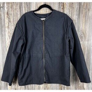 Universal Thread Black Full Zip Quilted Twill‎ Utility Jacket Womens MED Casual
